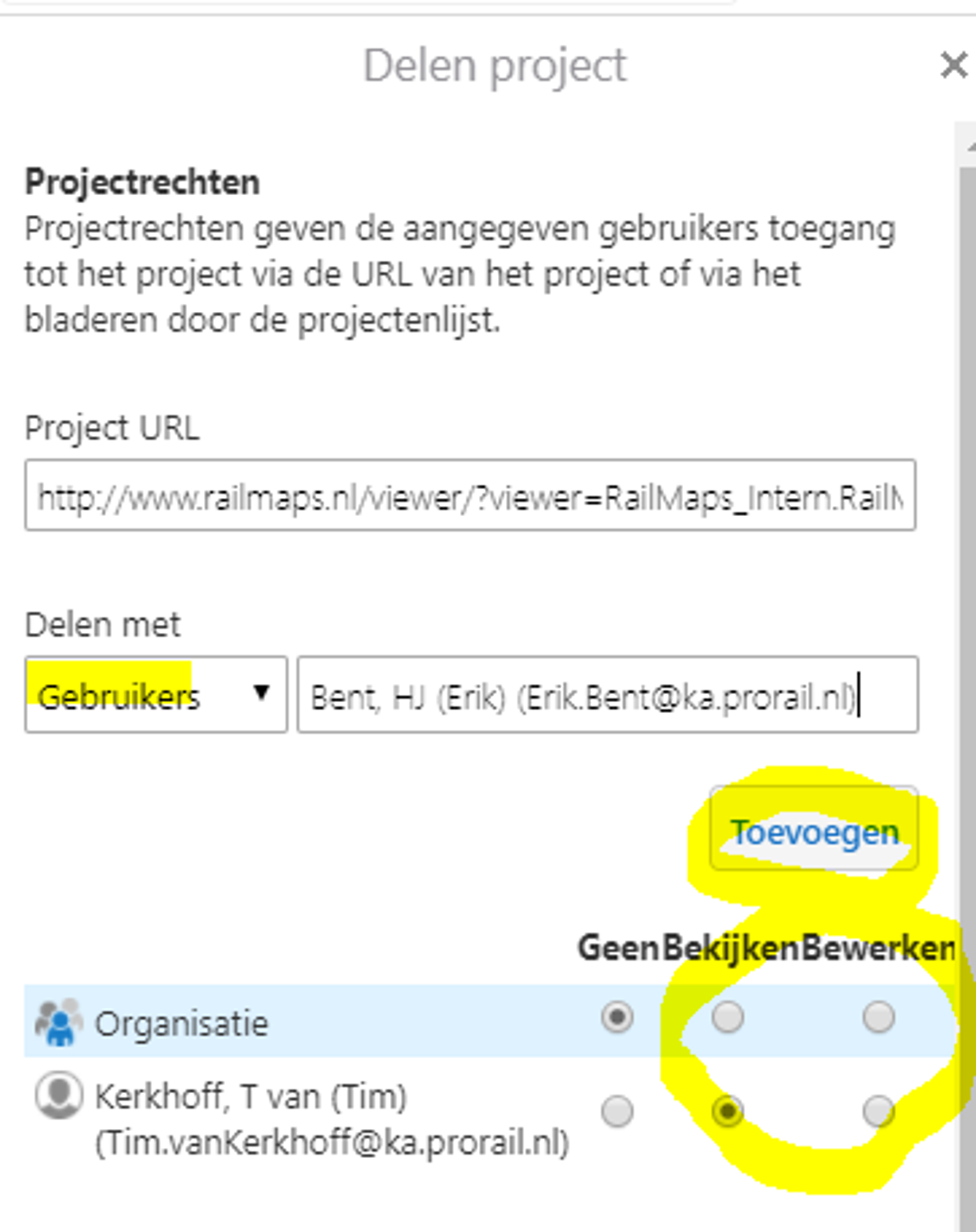 Screenshot van een RailMaps menu.